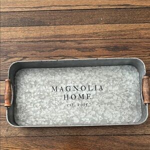 Magnolia Home Metal Tray with Wooden Handles